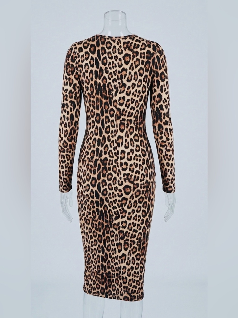Good American Leopard Animal Print Long Sleeve Midi Dress Size M - Picture 3 of 11